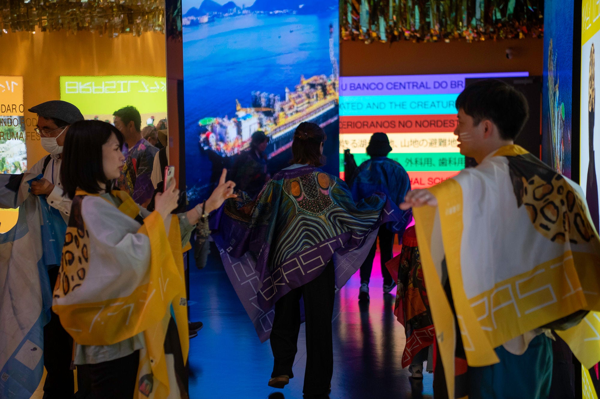 Interior room of the Pavilion where videos are shown