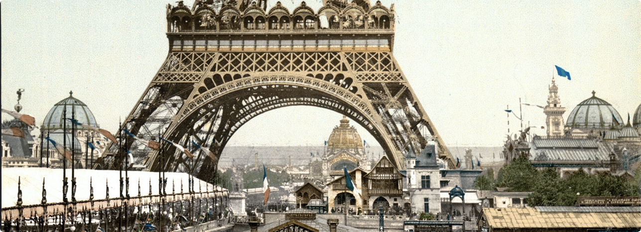 The Eiffel Tower, which served as the entrance to the 1889 Exposition, was built especially for the occasion, thus celebrating the centenary of the French Revolution (1789).